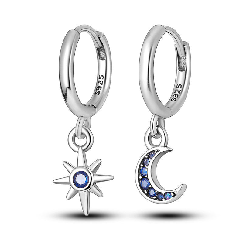 Shining Blue Zircon Owl Earrings 925 Silver Evil Eyes Earrin - Blessings is Here