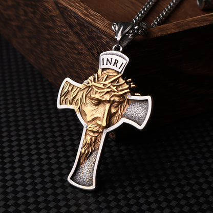 Christian Crown Of Thorns Vintage Cross Necklace Pendant