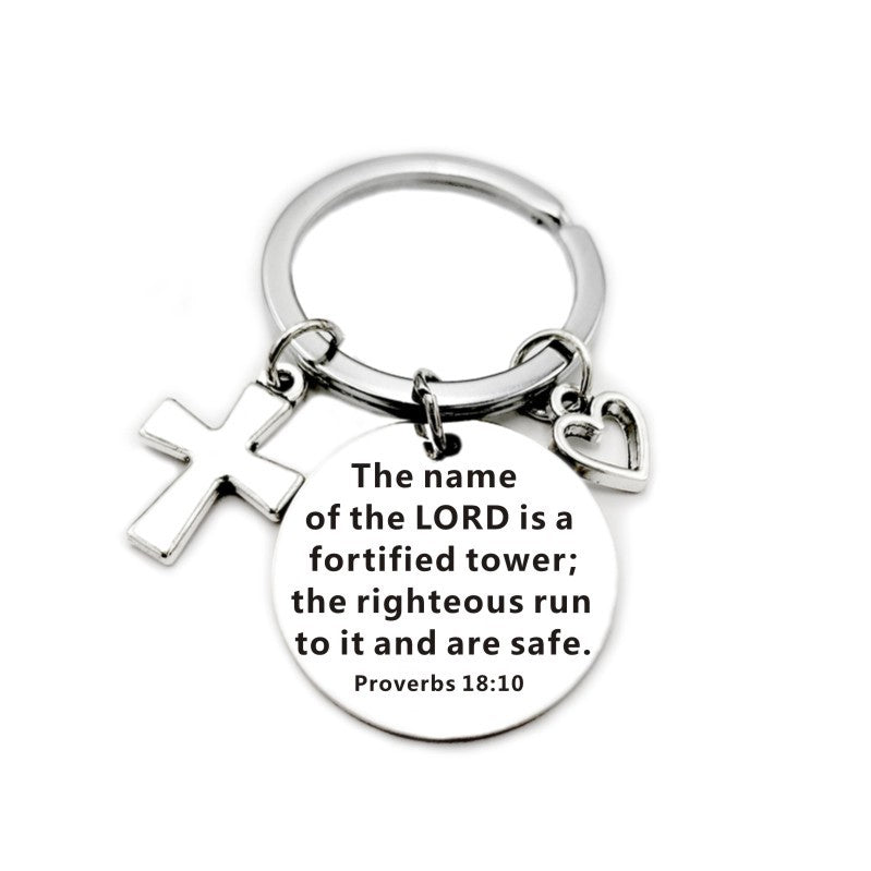 Christian Bible Scripture Pendant Cross Heart Charms Keychain - Blessings is Here