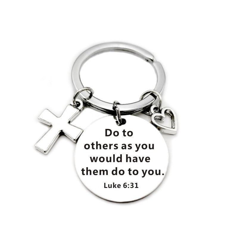 Christian Bible Scripture Pendant Cross Heart Charms Keychain - Blessings is Here