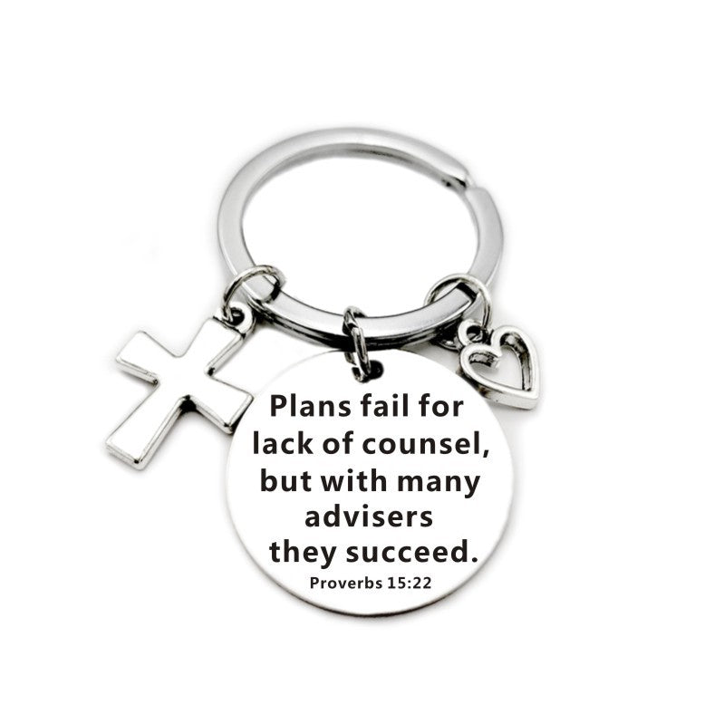 Christian Bible Scripture Pendant Cross Heart Charms Keychain - Blessings is Here