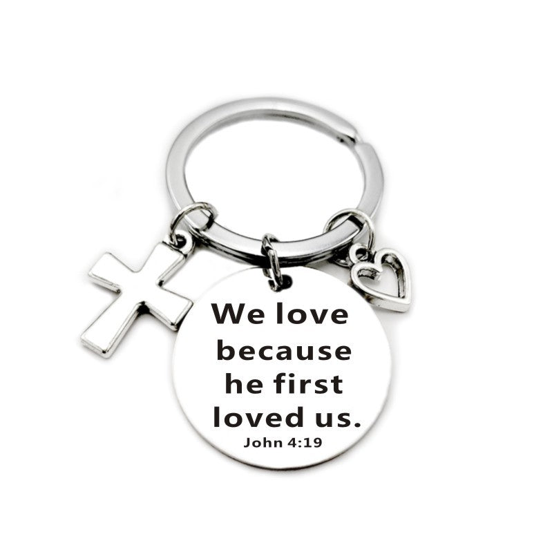 Christian Bible Scripture Pendant Cross Heart Charms Keychain - Blessings is Here