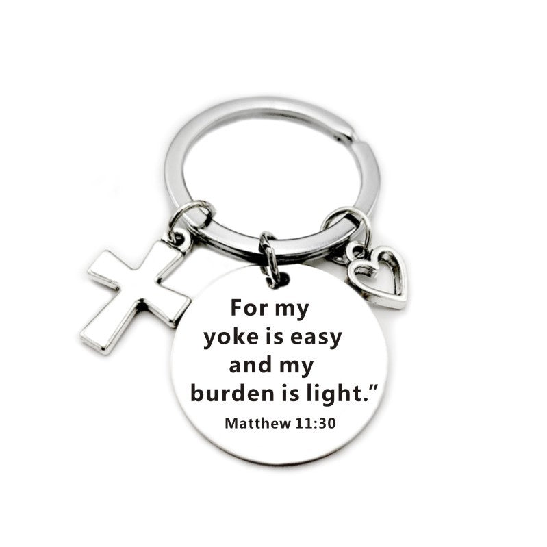 Christian Bible Scripture Pendant Cross Heart Charms Keychain - Blessings is Here