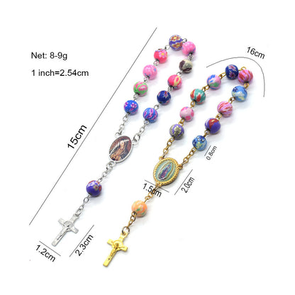Colored Soft Ceramic Beads Rosary Bracelet Christian