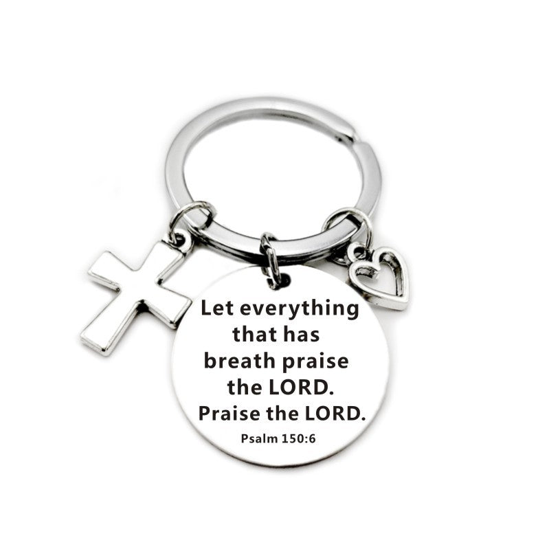 Christian Bible Scripture Pendant Cross Heart Charms Keychain - Blessings is Here