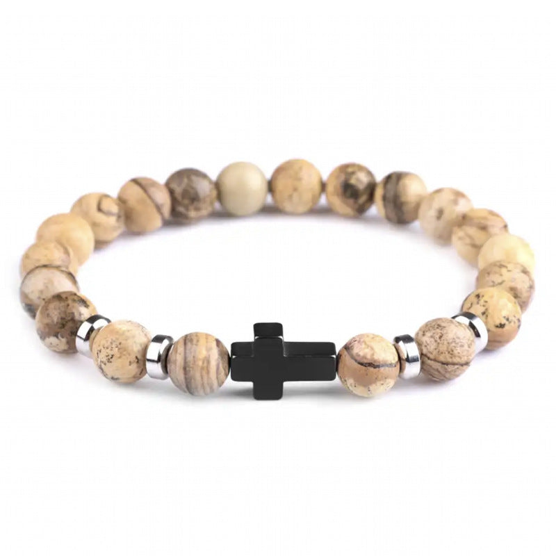 Tigereye Cross Beaded Bracelet - Blessings is Here
