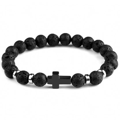 Tigereye Cross Beaded Bracelet